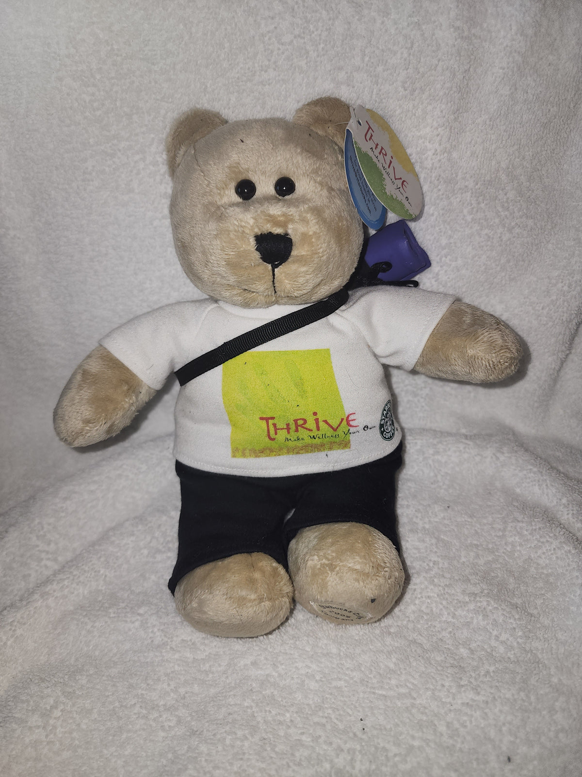 Starbucks Thrive 2005 Plush Bear White Shirt Black Pants Collectible - Image 1