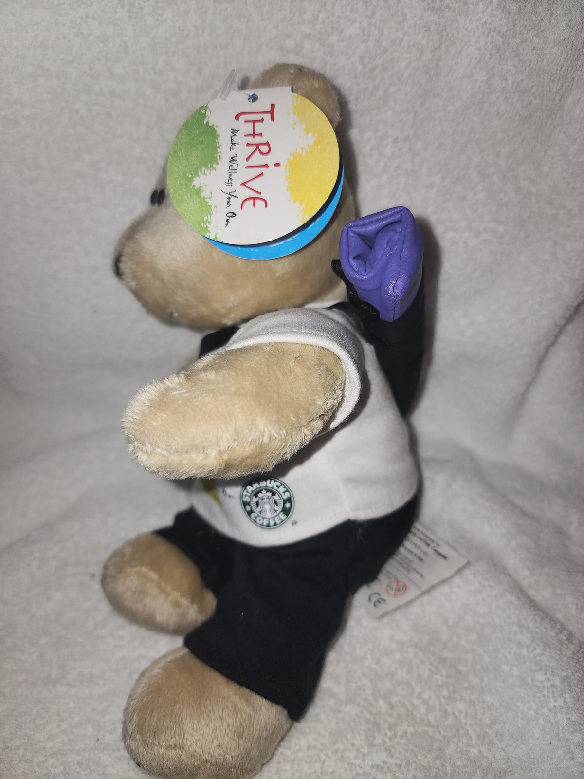Starbucks Thrive 2005 Plush Bear White Shirt Black Pants Collectible - Image 4